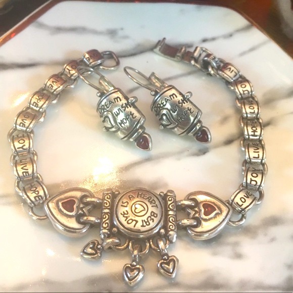 Brighton LOVE IS A HEART BEAT Heart inspirational Necklace Bracelet Earring RARE - Picture 10 of 16